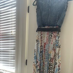 1/2 Denim and printed dress